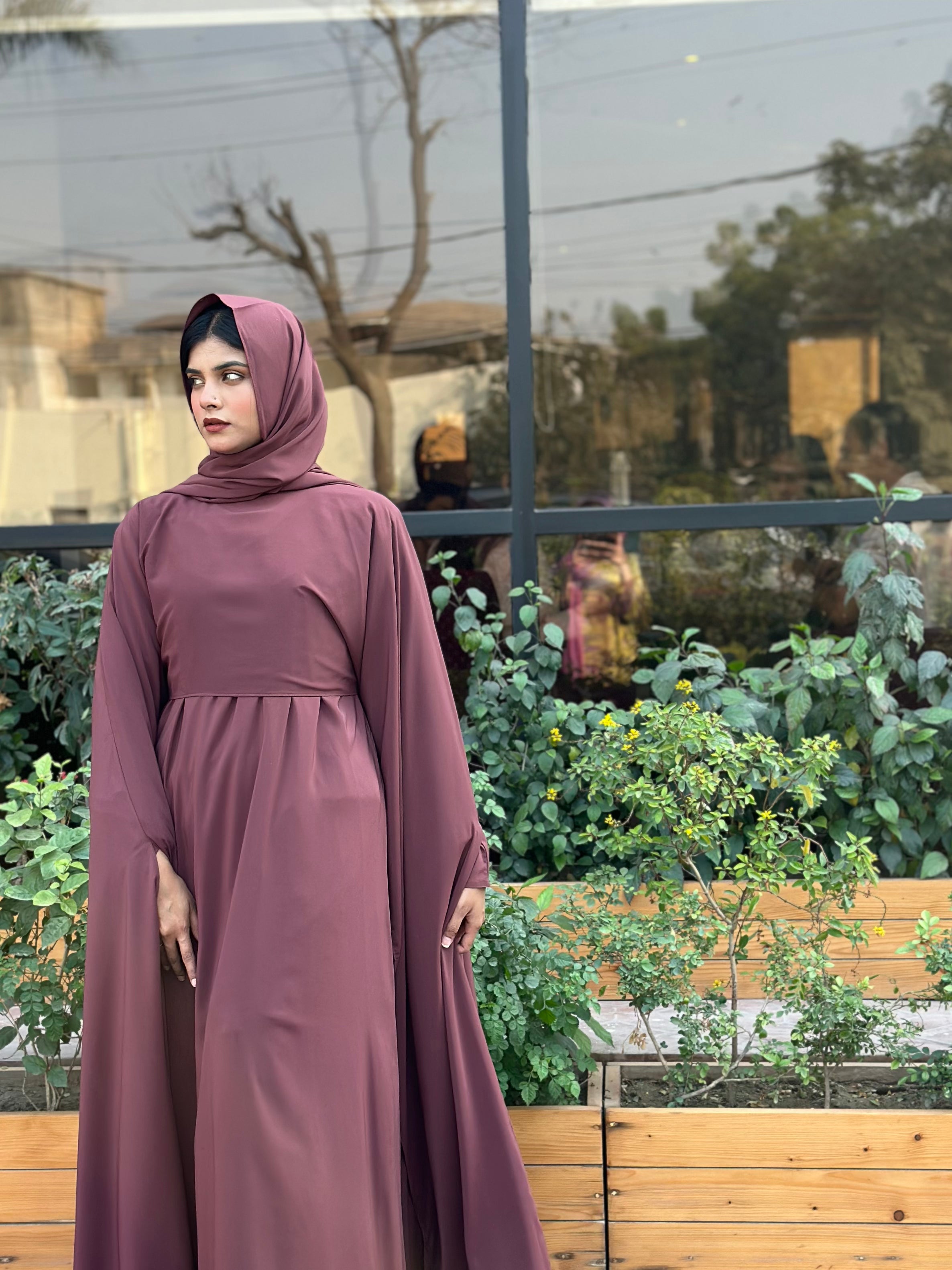 Elegant Dusty Rose Abaya