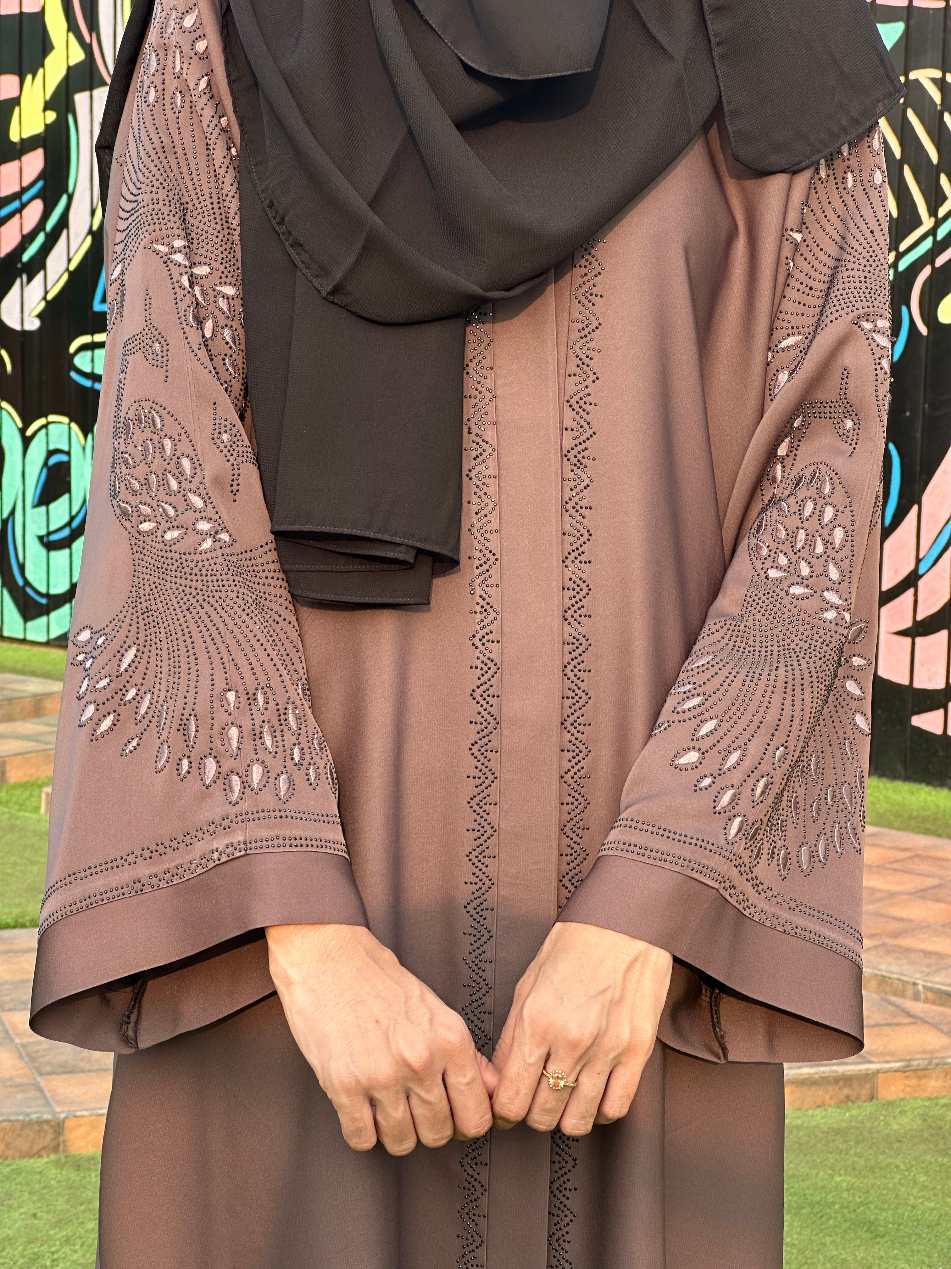 Luxurious Embroidered Abaya with Stone Work