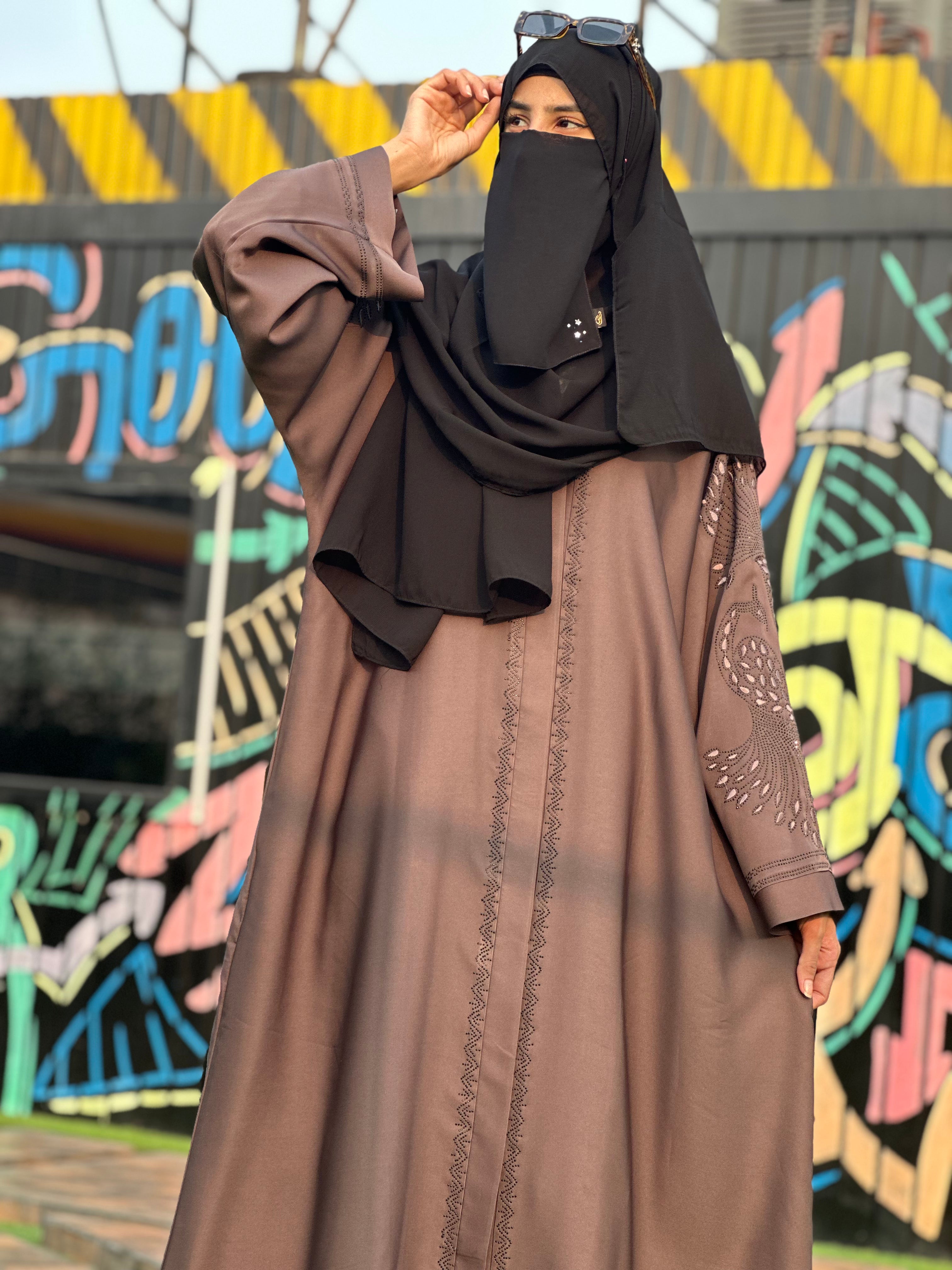 Luxurious Embroidered Abaya with Stone Work