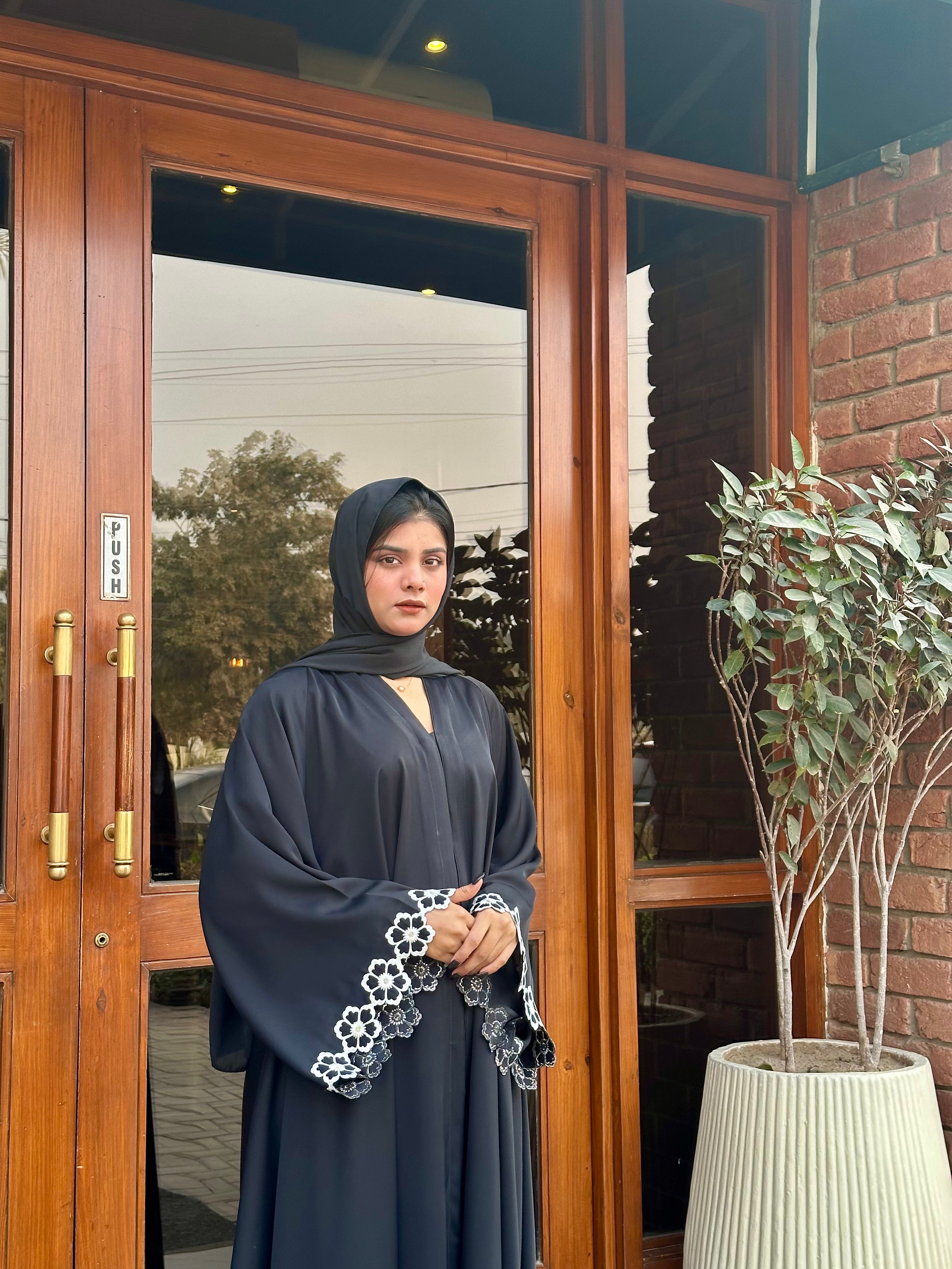 Dania's Floral Embroidered Abaya BLACK