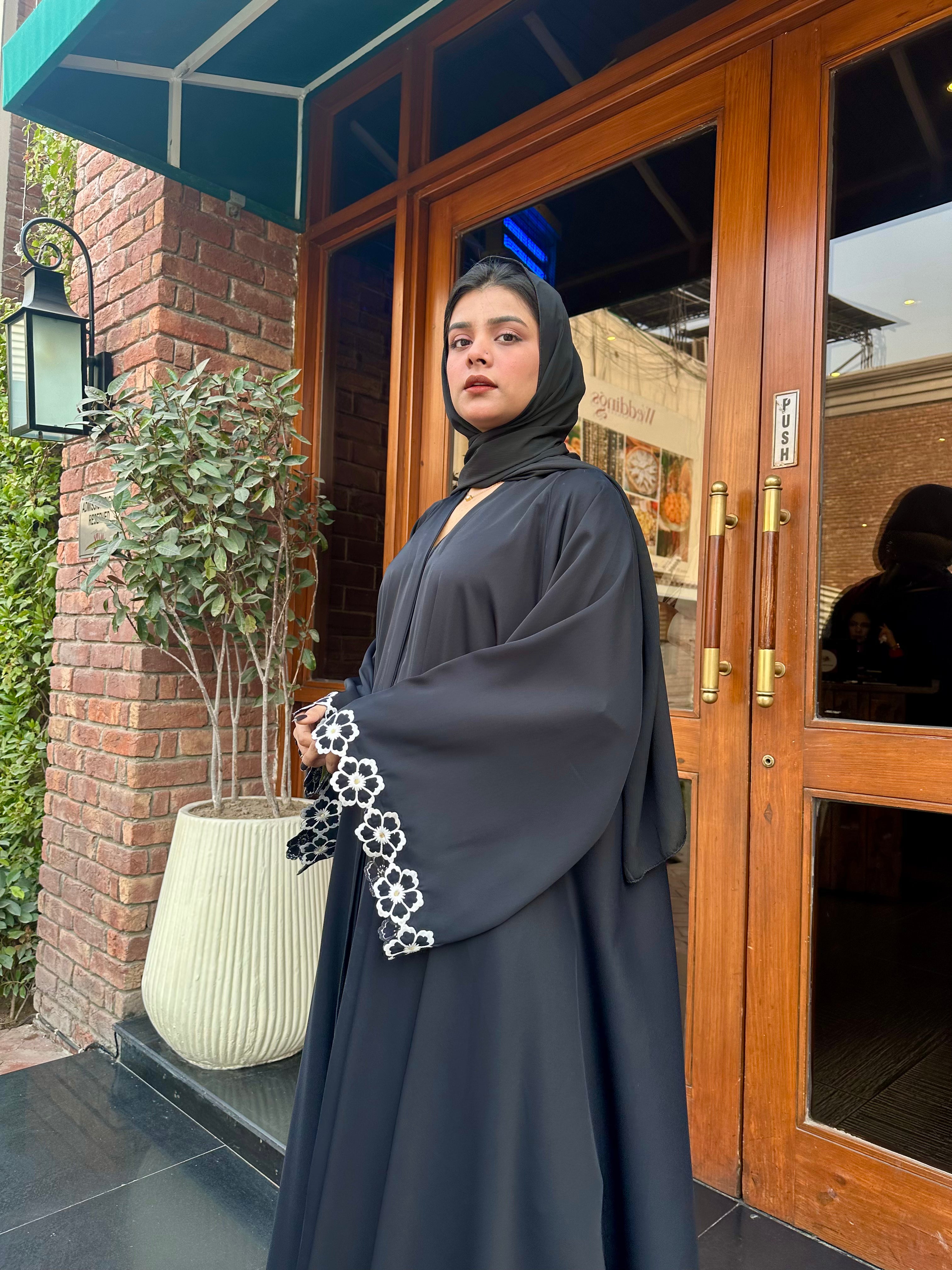 Dania's Floral Embroidered Abaya BLACK