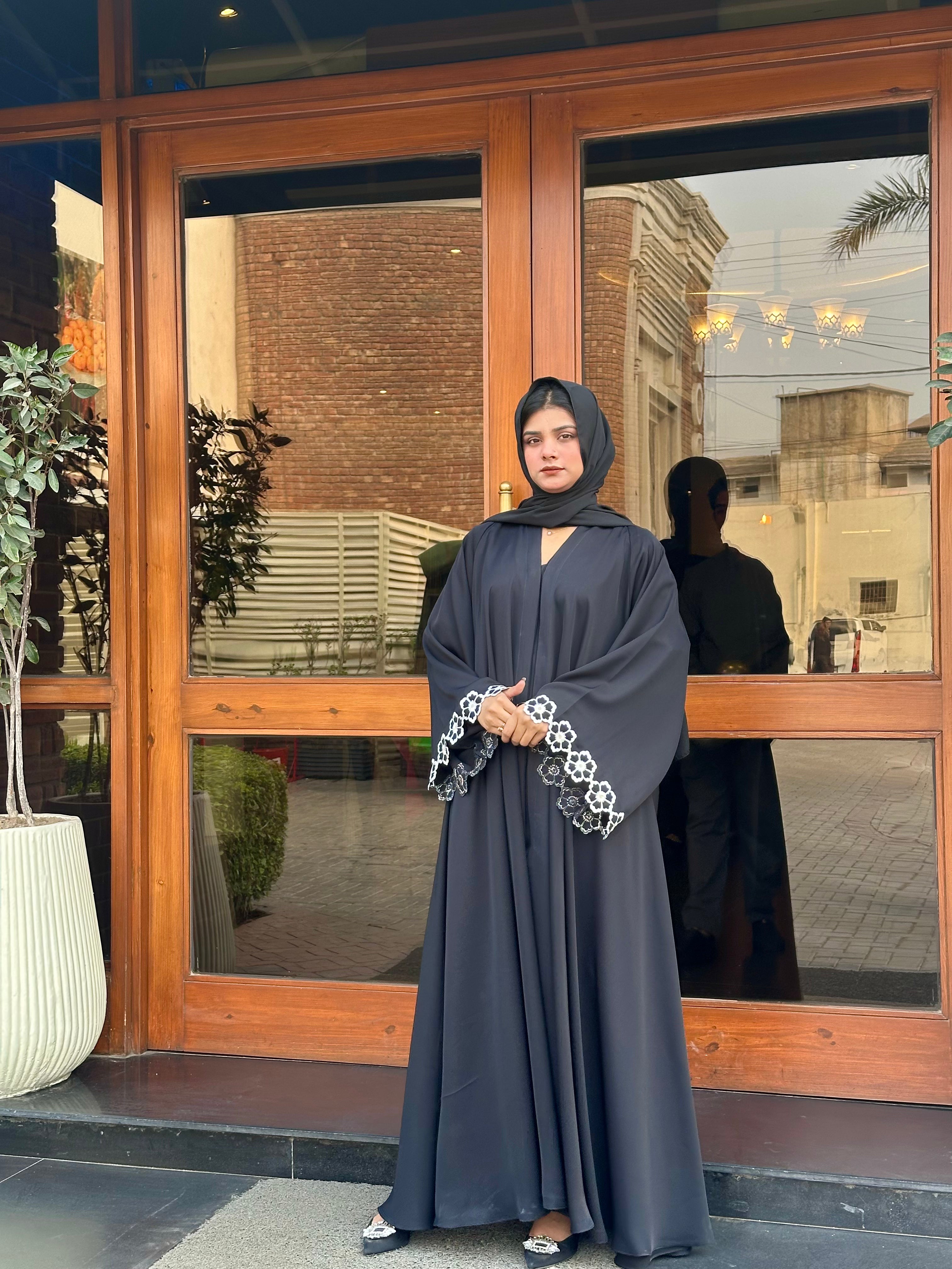 Dania's Floral Embroidered Abaya BLACK