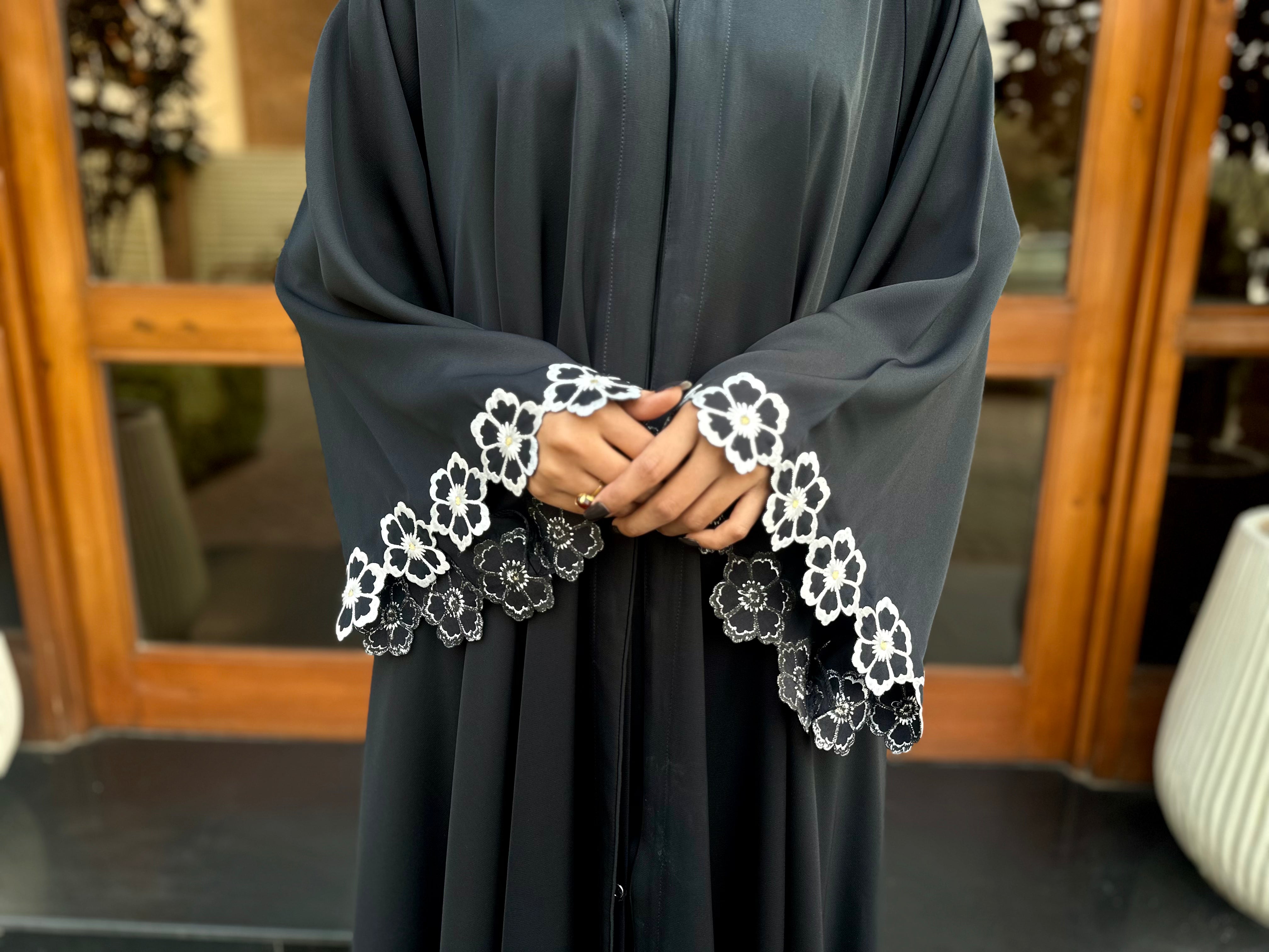 Dania's Floral Embroidered Abaya BLACK