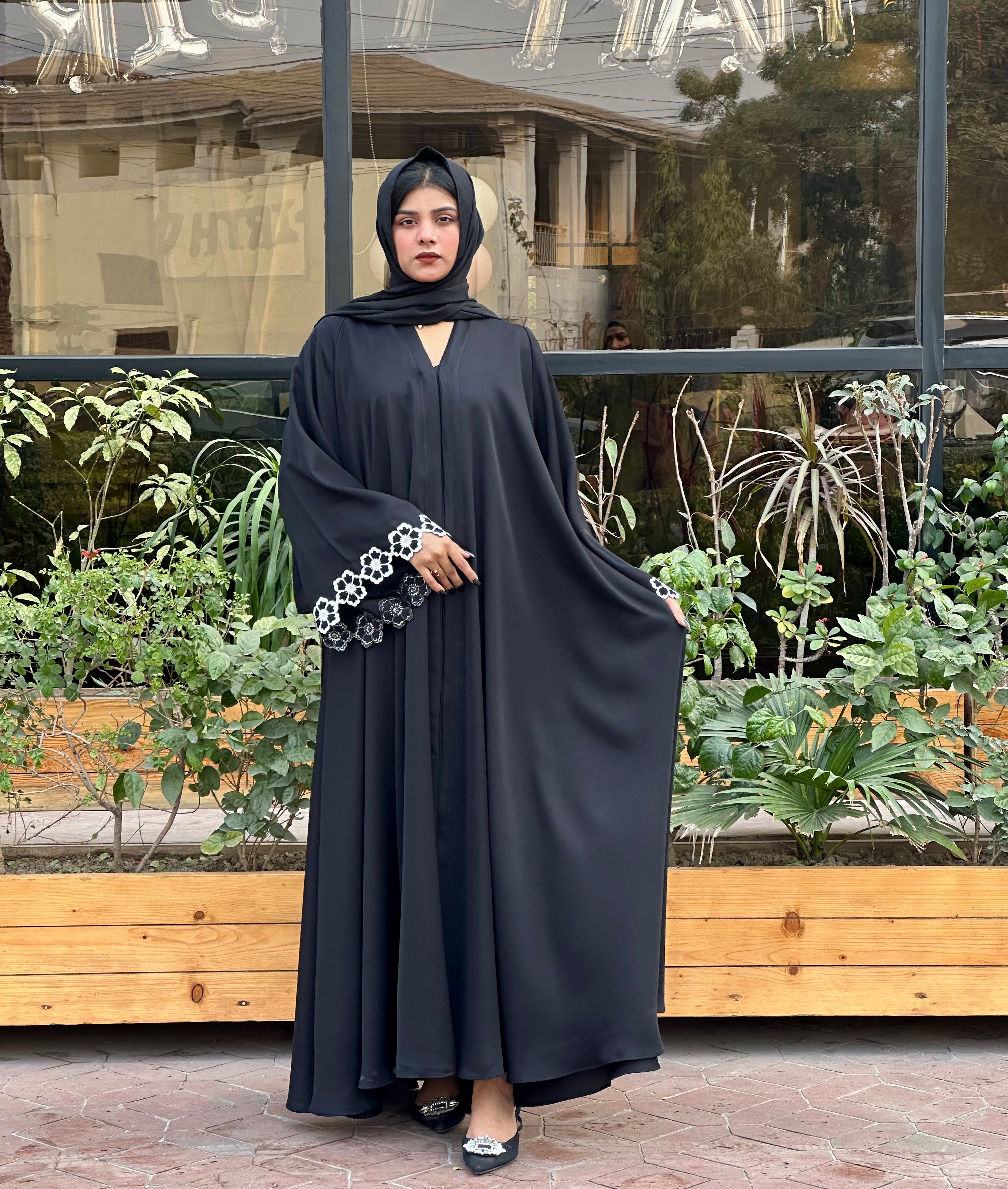 Dania's Floral Embroidered Abaya BLACK